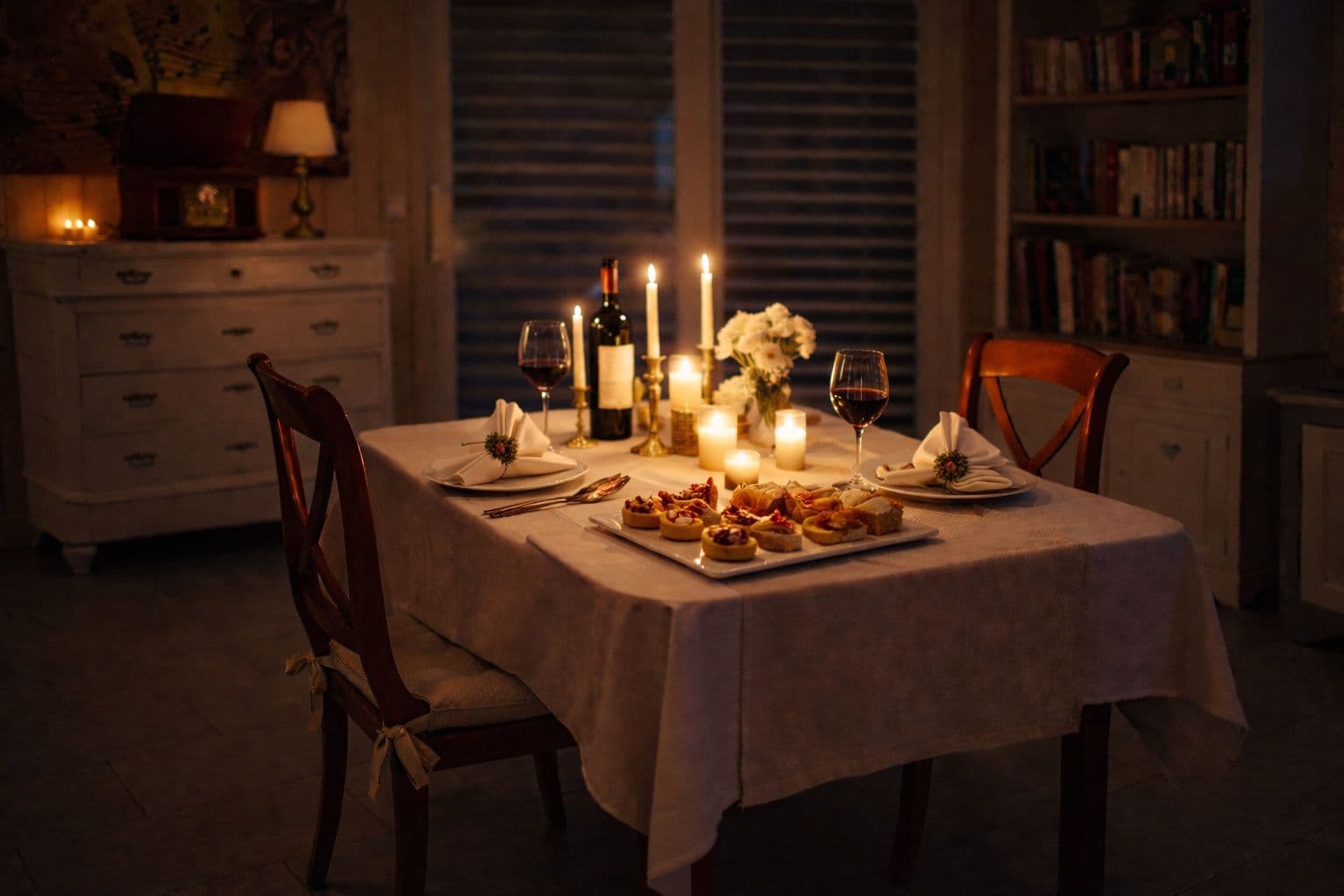 Dîner romantique aux bougies